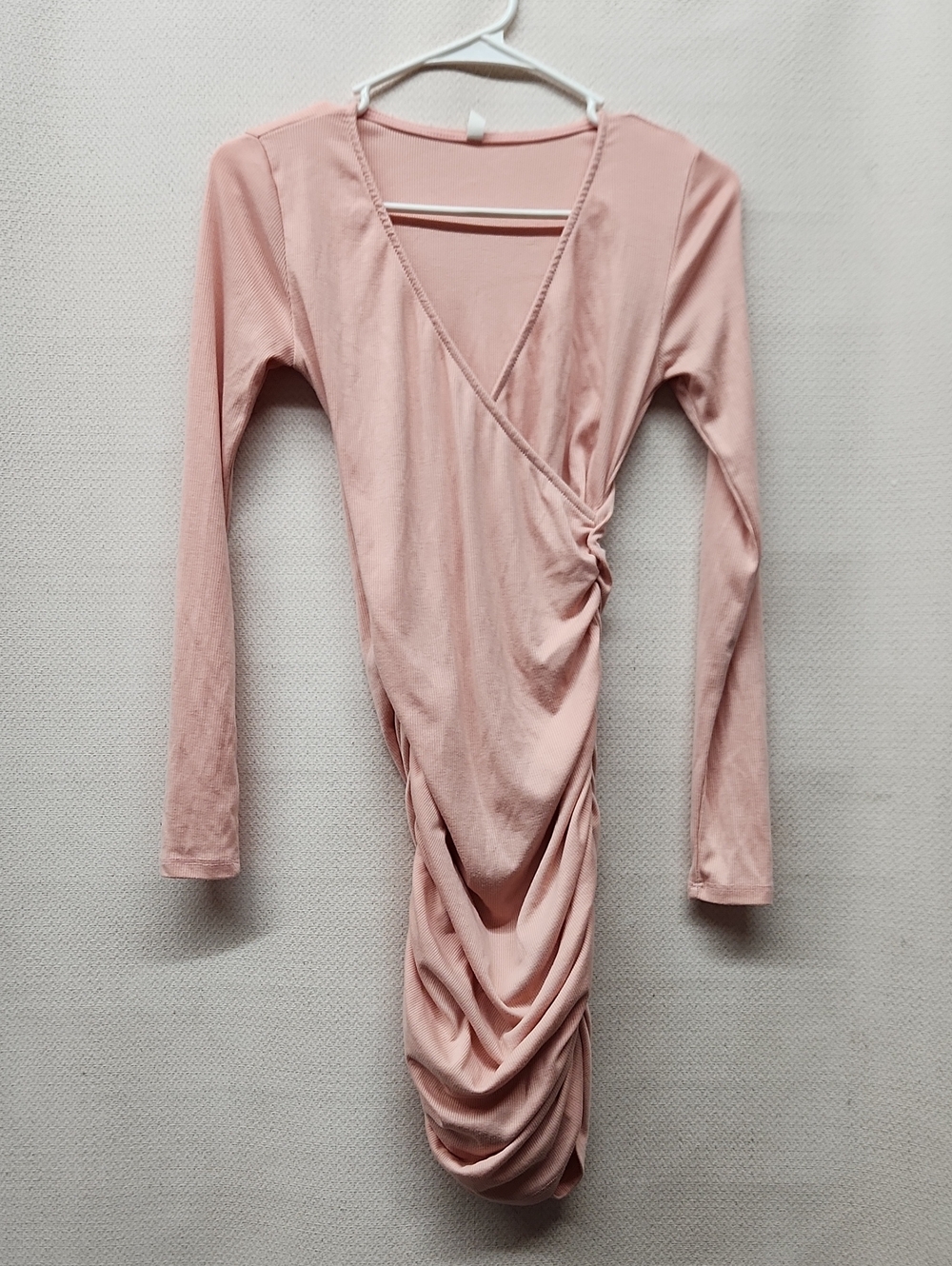 Pinkblush Blush Pink Long-Sleeve Ruched Wrap Dress